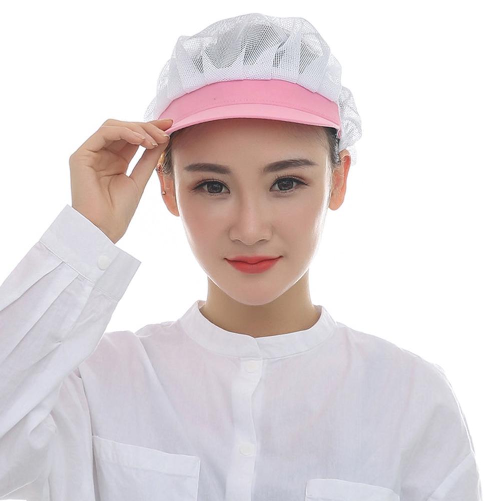 Sommer topphatt kvinnelig uformell meshhatt pustende elastisk lue kvinner støvtett kokkelue til kjøkkenarbeid: Rosa