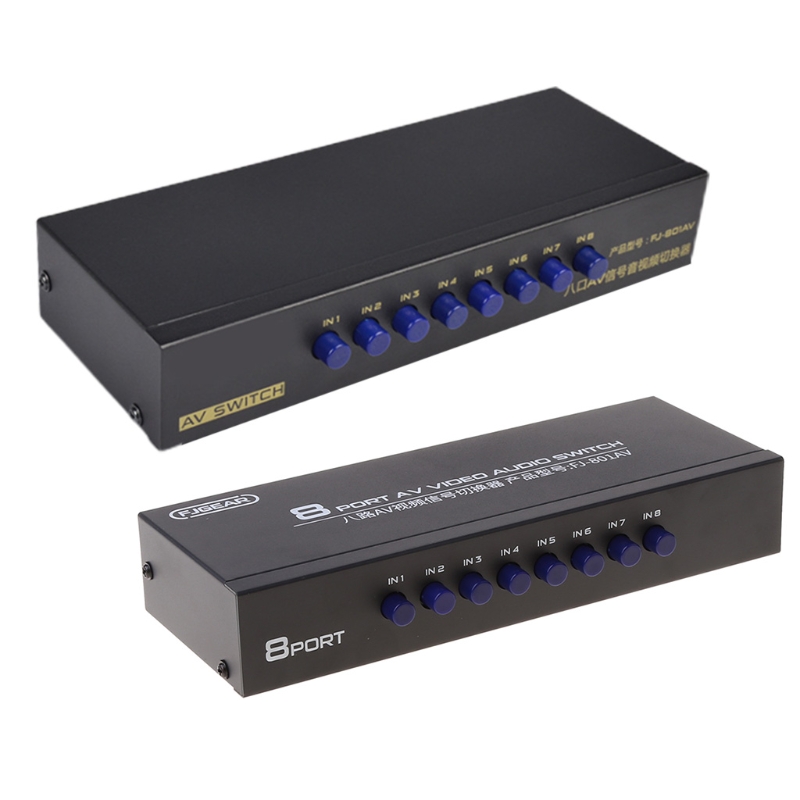 41QA 8-Way AV Switch RCA Switcher 8 in 1 out Composite Video L/R Selector Box for DVD Game Consoles