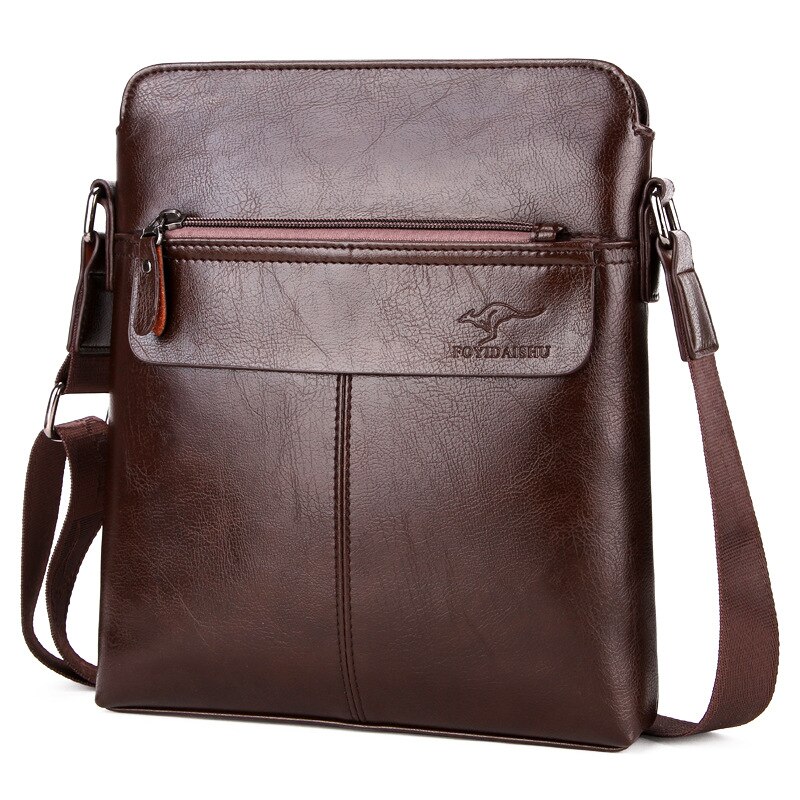 Mænds taske mænds håndtasker forretningstaske lodret pu læder skulder messenger taske til mand med lommebog lomme lsh 735: Brun