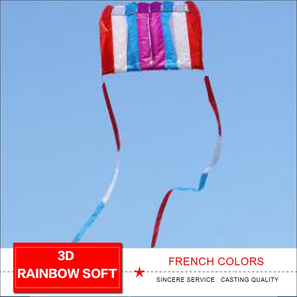 3D Rainbow Soft Parafoil Kite Met Staarten Enkele Lijn Kite Voor Kinderen Kinderen Audlts