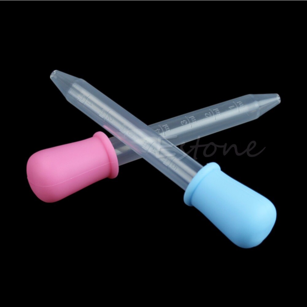 5ML Clear Baby Toddler Silicone Plastic Feeding Medicine Liquid Eye Ear Pipette Dropper 2Colors