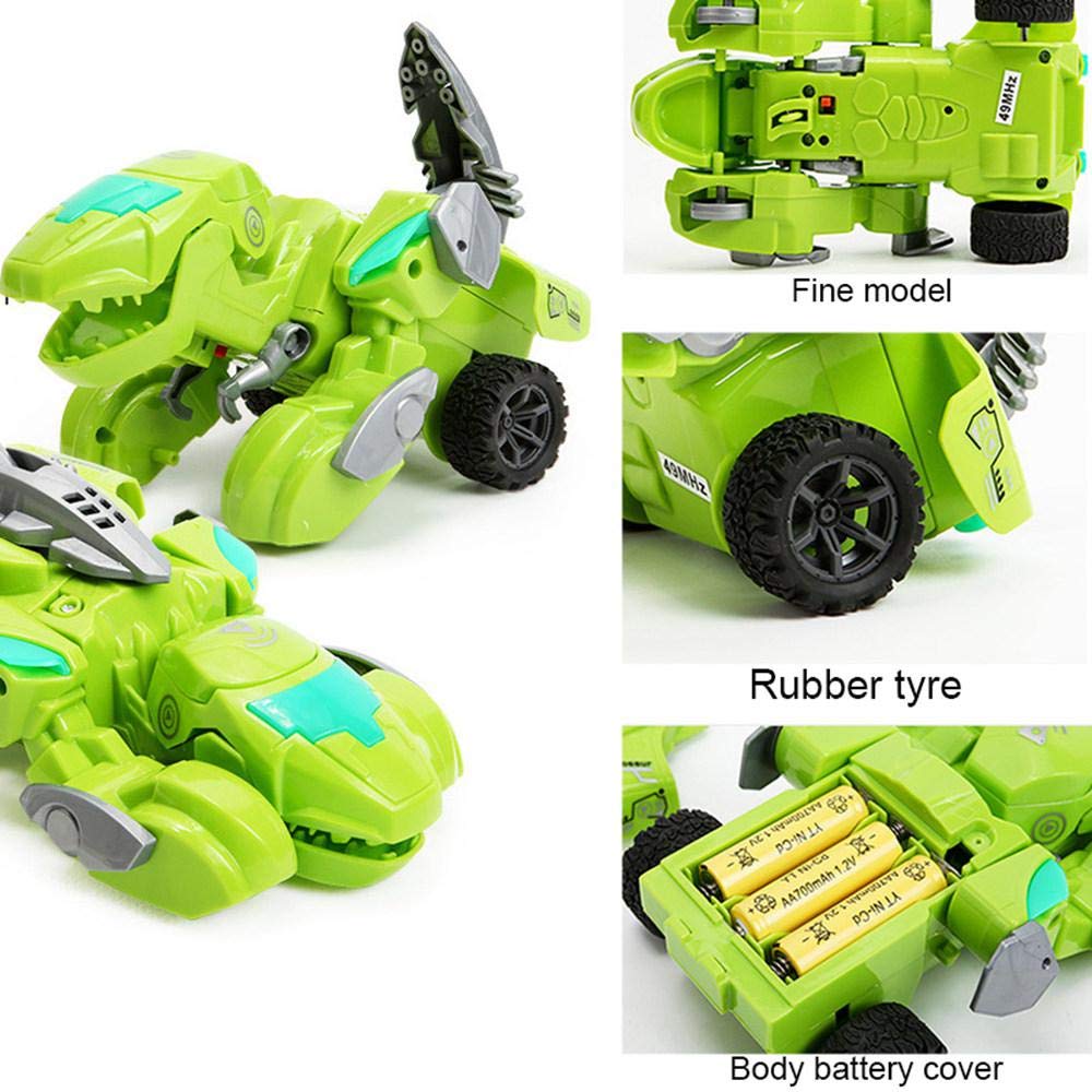 Coche de juguete de dinosaurio transformable, coche de dinosaurio transformable con luz y música, Control remoto