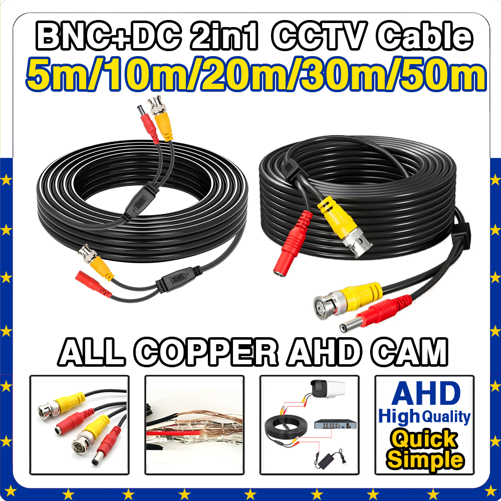 5 m 10 m 20 m 30 m 40 m 50 m Vollkupfer HD Video Power Security Kabel Premium Aluminiumfolie BNC DC 2in1 AHD CCTV Kamera Verlängerungskabel