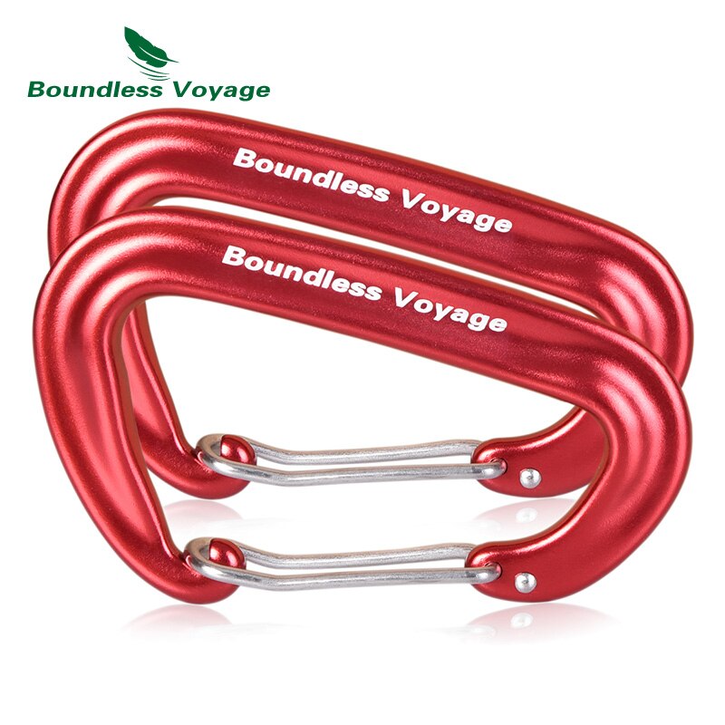 Boundless voyage aluminium legering d-type karabijnhaken met haakvergrendeling voor hangmatten in de buitenlucht, klimmen en kamperen: 2 stuks rood