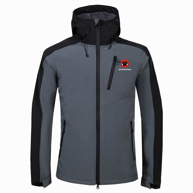 Outdoor Men&#39;s Waterproof Soft shell Jacket Men Camping &amp; Hiking Windproof Warm Outdoor Jacket Skiing Fishing Outdoor Sports Coat: Gray / S