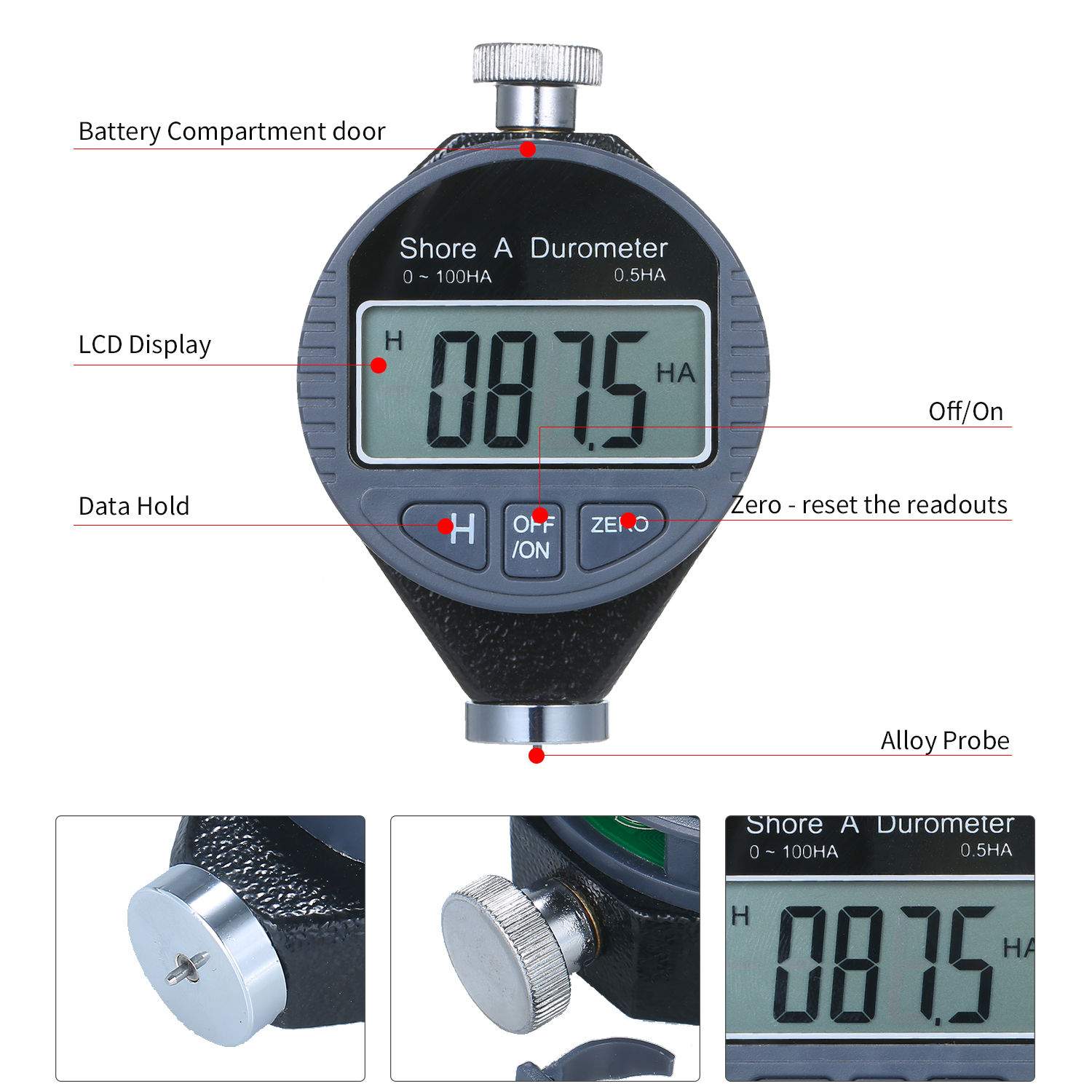 Digital Shore Hardness Durometer Shore Hardness Tester 0-100HA/HC/HD For Plastic Leather Rubber Multi-resin