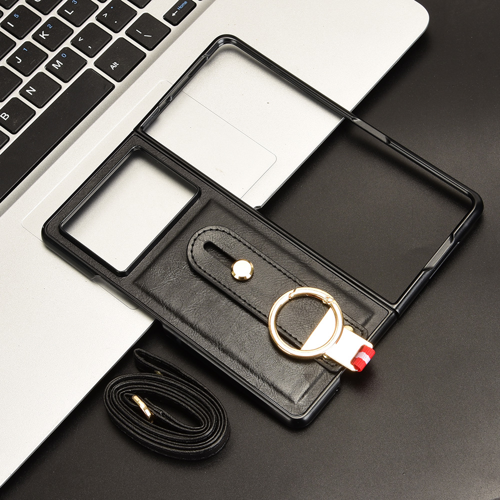 Luxe leren flip-wallet telefoonhoesje voor tecno phantom v fold 2 met standaardfunctie  ae10 op ae10op kaarthouder 2 ae10-: Koffie