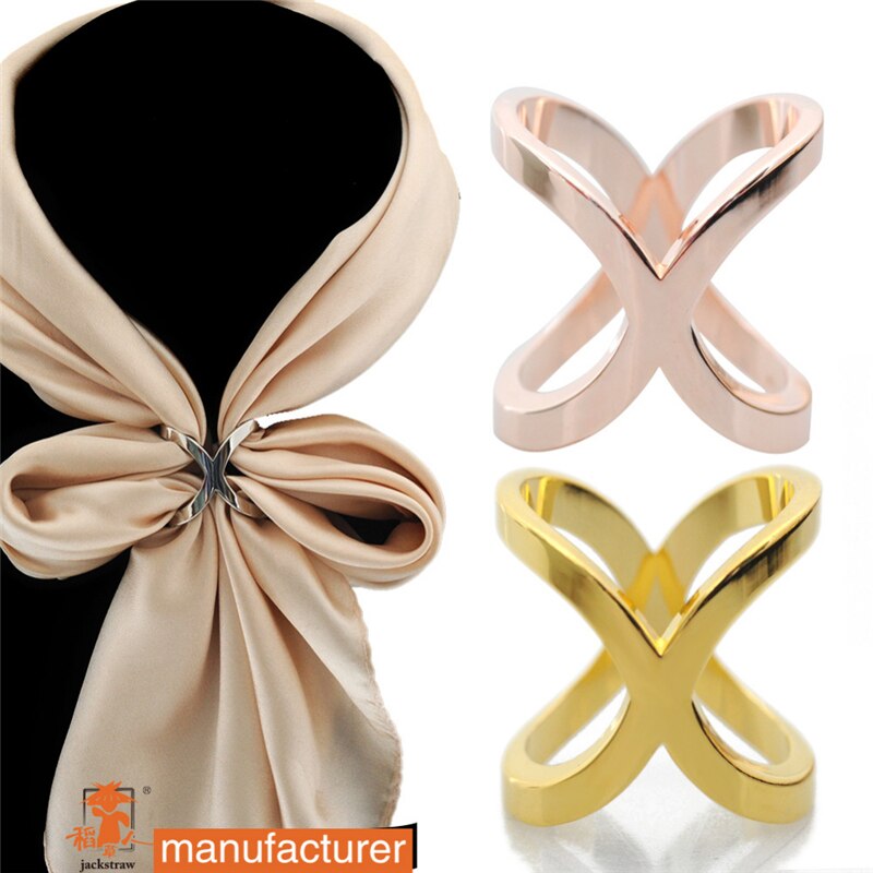 Jackstraw copper metal button cross bow scarf clip Changeable shape mate scarves buckle square shawls jewelry