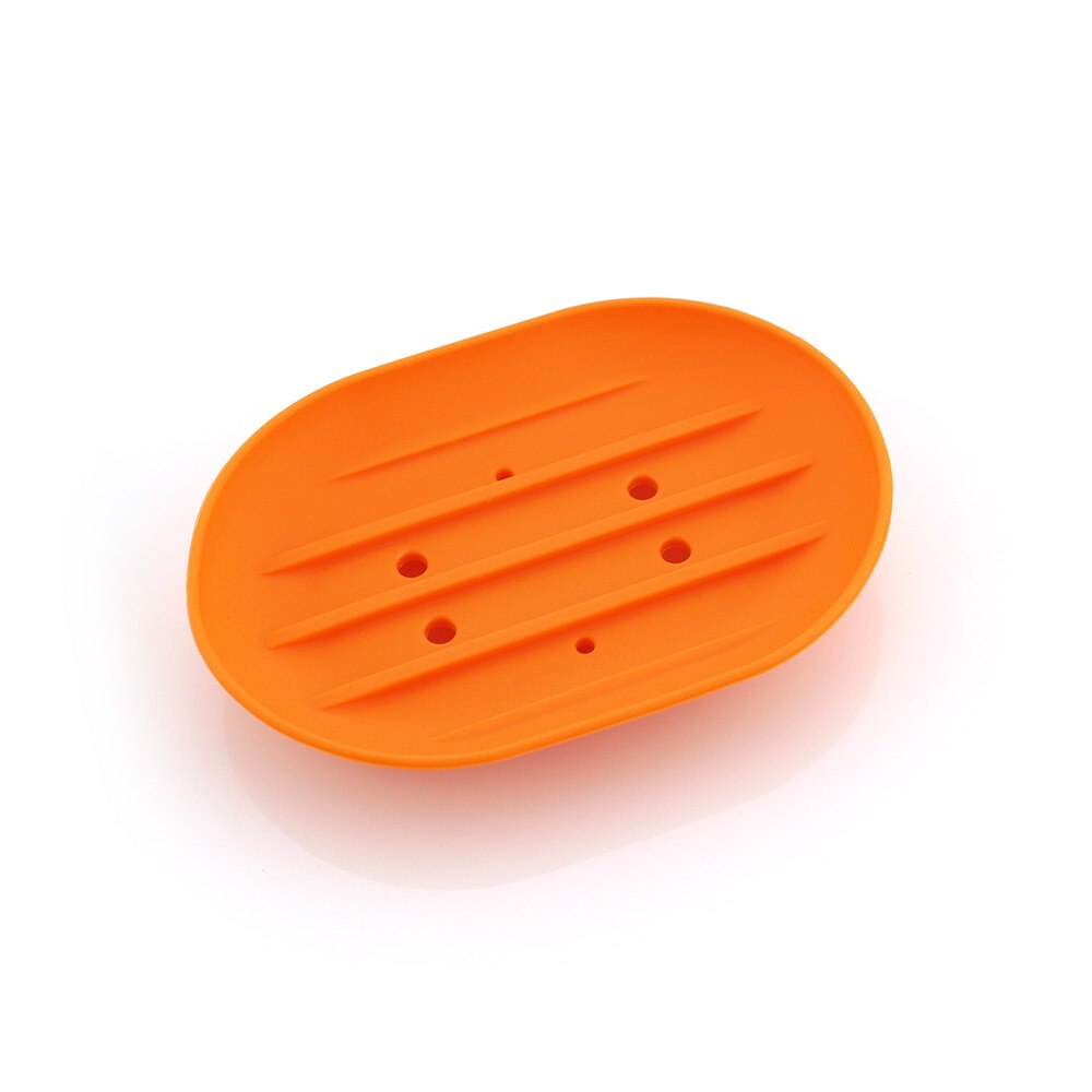 Silicon Kitchen Bathroom Flexible Soap Dish Plate Holder Tray Soapbox Home travel Soap Dishes 9 Colors:  ORANGE