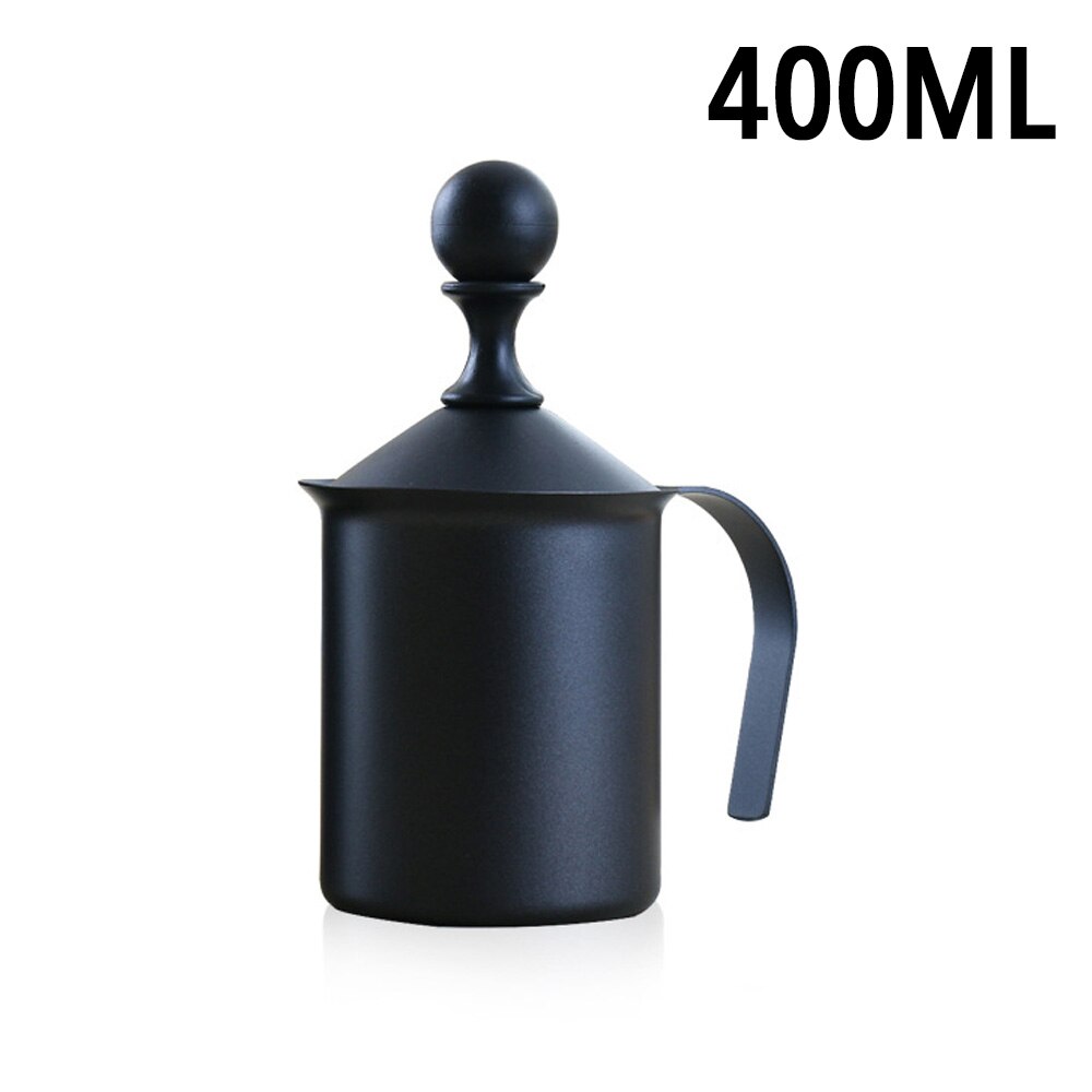 Handmatige Melkopschuimer Non-stick Rvs Melkopschuimer Koffie Apparaat Dubbele Mesh Koffie Melkopschuimer Zwart 400/800 Ml: 400ML