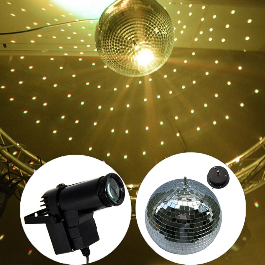20CM 25CM Glass Rotating Mirror Ball Motor Reflection Mirror Disco Ball For KTV Bar Party Christmas With RGB Spotlight