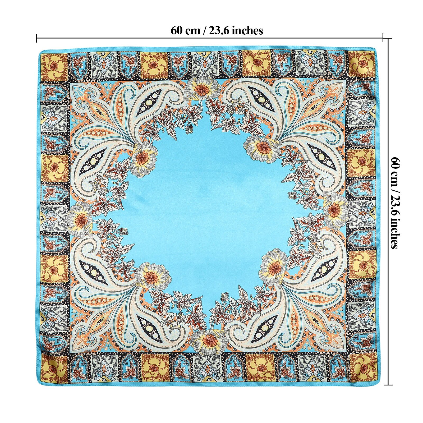 60*60CM Druck Bandanas Haar Bands Für Mädchen Frauen Platz Satin- Schal Turban Stirnband Neue Jahrgang Haar zubehör