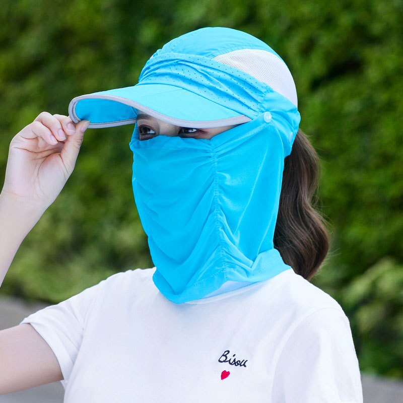 Seaside Sun Visor Hat Female Summer Sun Hats For Women large Brimmed Sun Hat Folding Beach Girls Caps: solid lake blue