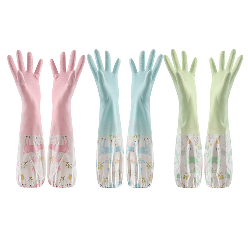 Gants de lavage de la vaisselle, monocouche, manche d'épissure domestique, étanches, en peluche, bande élastique, gants en caoutchouc