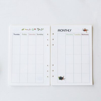 Personal planner inserts, A6 floral themed printed refills,planner paper refill, to do list, monthly, weekly, daily: A6 Monthly