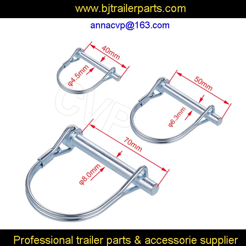 ROUND WIRE LOCK PINS 6.3MM BRIGHT ZINC PLATED, ROUND LOCKS STUDS, wire locking hitch pin TRAILER PARTS