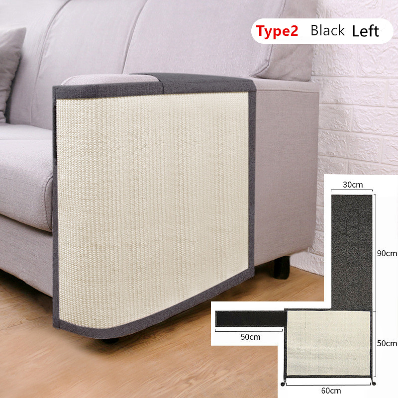 Cats Scratch Board Sisal Pad Toy Sofa Furniture Protector Cat Claw Care Product Cats Scratcher Paw Pad with Invisible Nail: 2 Black L