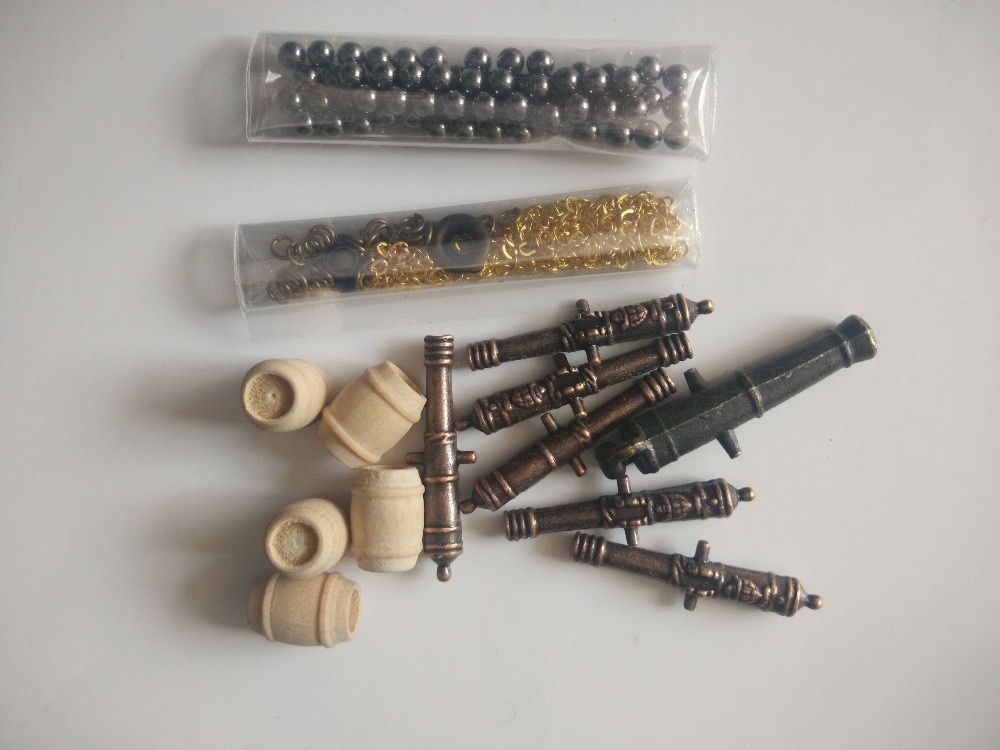 Skala 1/100 halcon model skibstilbehør sæt klassisk kanon+legeringsanker+messingankerkæde+kanonkugle+træløb