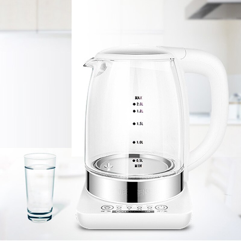 2L Electric kettle Intelligent insulation glass electric temperature teapot Blue Light Manganese Anti-Dry water pot 220v