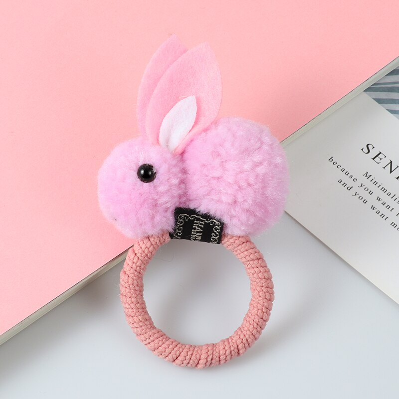 Anneau de cheveux lapin mignon pour femmes, bandeau élastique, coréen, accessoires de cheveux pour filles, ornements: Pink