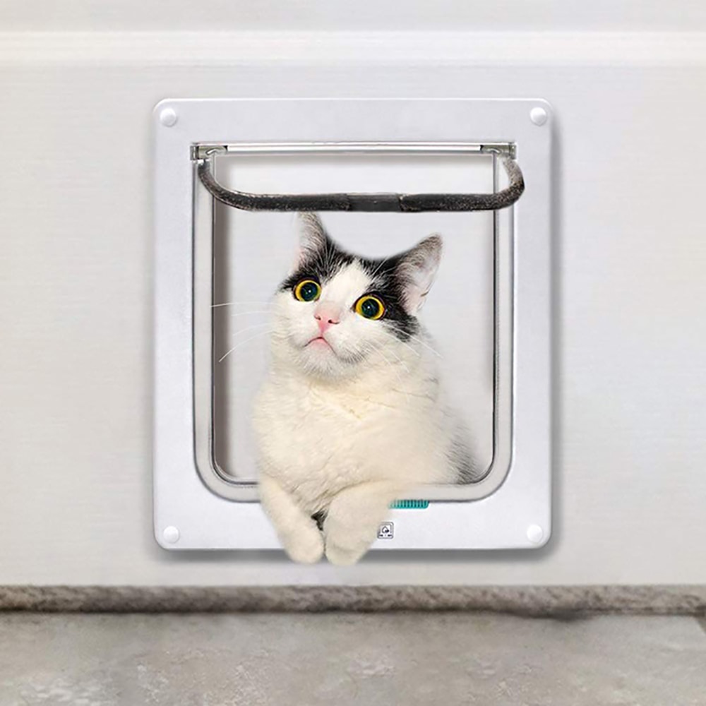 Smart Cat Door Magnetic Pet Door With 4 Way Lock Flap Kitten Puppy Safety Gate Durable Locking Security For Dog Doors Supplies