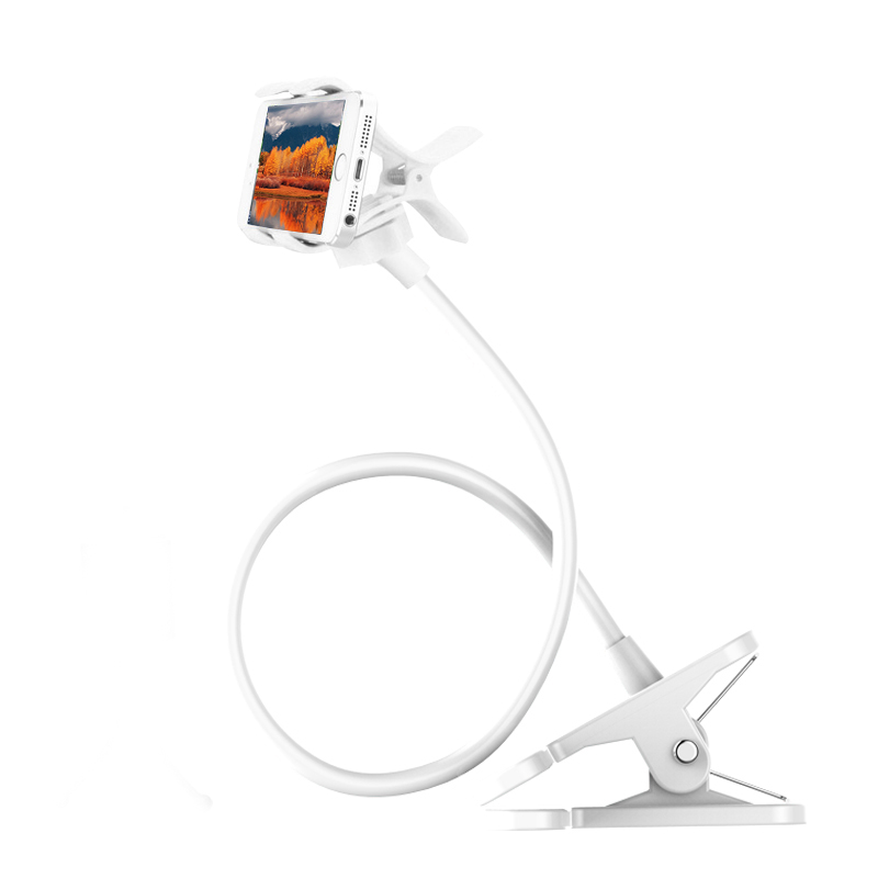 Universal 360 Rotating Flexible Arm Phone Holder Desktop Bed Lazy Tablet Clip Bracket Mobile Stand Support For iPhone Samsung: White 2