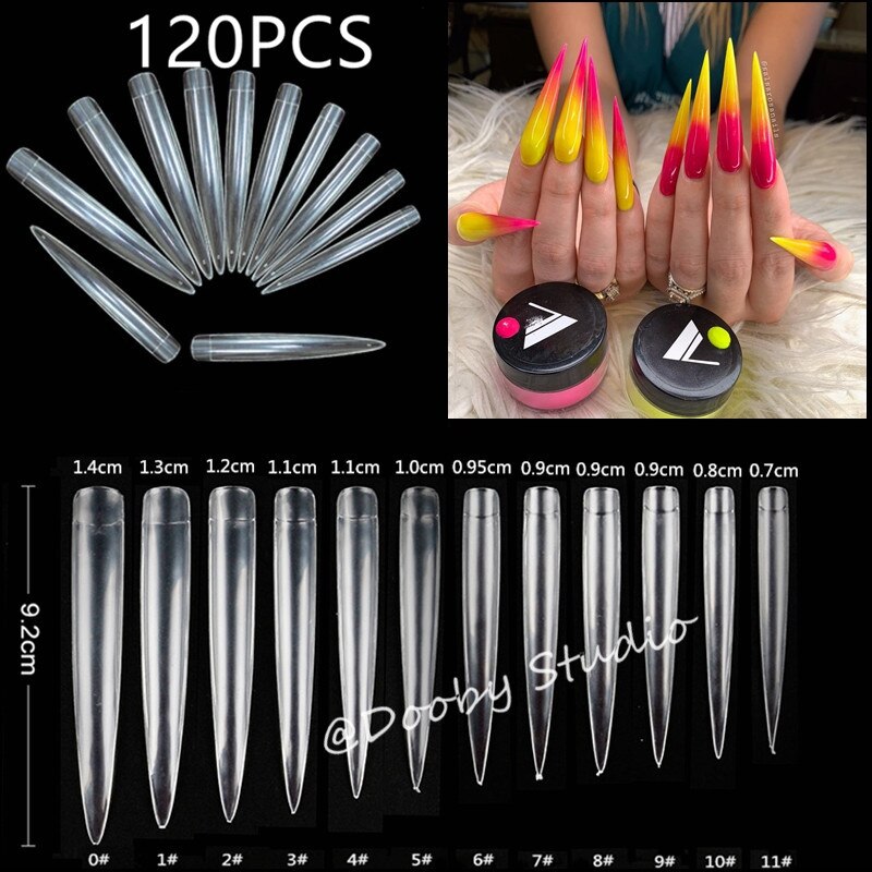 Faux Ongles transparents en acrylique, 200 pièces, Capsule cercueil, affichage artificiel, Nail Art, pointe artificielle: Clear-120pcs-P3-3