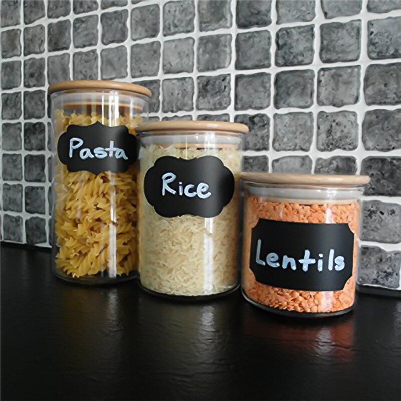 8pcs/sheet Kitchen Stickers Multi-shape Kitchen Labels Chalkboard Blackboard Stickers Party Wedding Decals Self-Adhesive Sticker