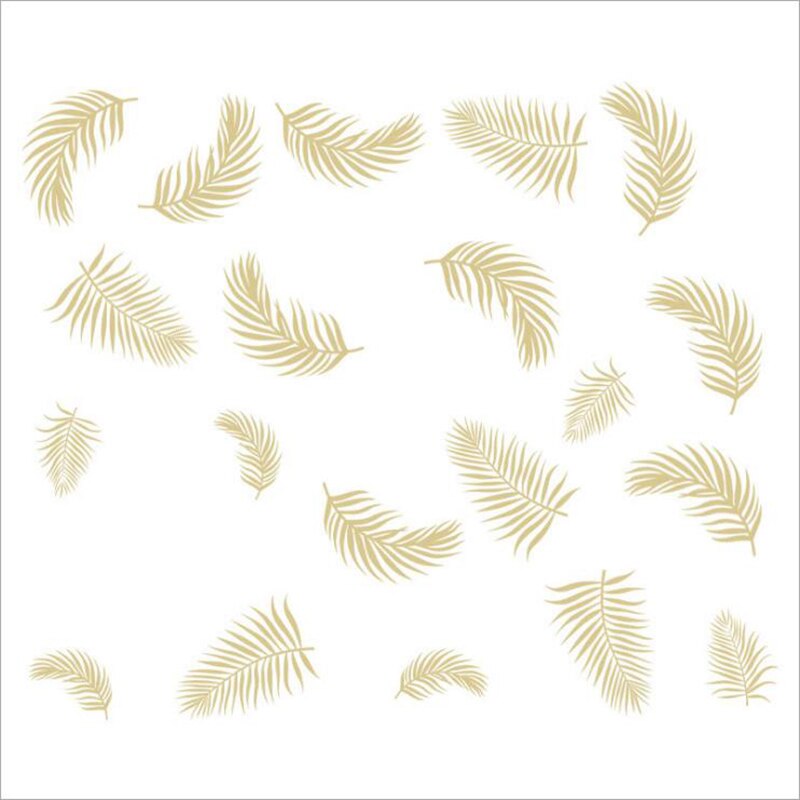 DIY Gold Palm Leaf Tropical Wall Decals Living Room Home Decor Vinyl Wall Stickers Decoration Removable Mural Art Posters: 20 leaves