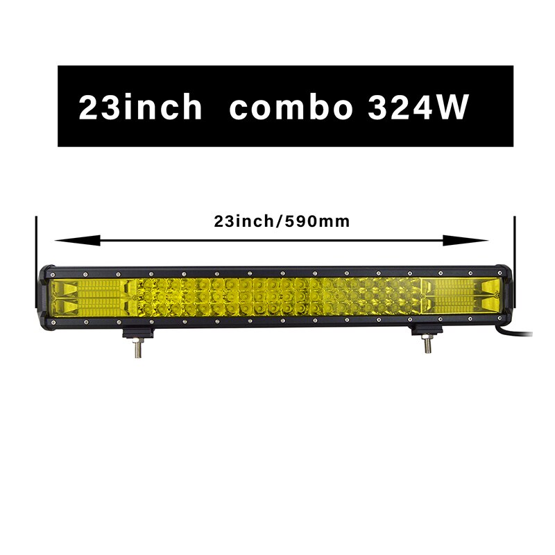 Willpower 20 22 inch Yellow Led 4x4 Offroad Light Bar 324W for 4WD Truck SUV ATV Trailer Beam Amber Work Driving Lights Fog Lamp