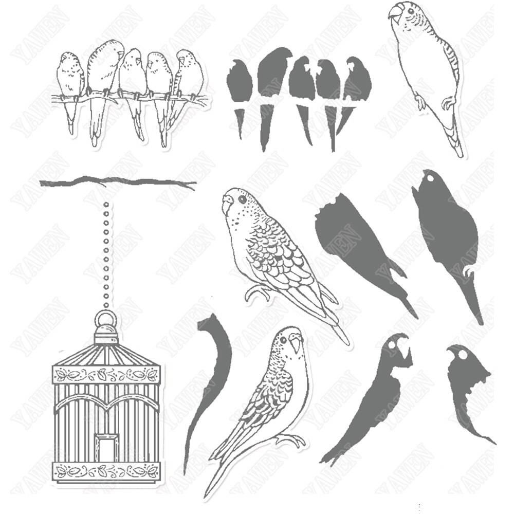 Matrices de découpe en métal et timbres, oiseau perroquet, artisanat de Scrapbooking, modèle d&#39;album Photo, décoration faite à la main, nouveauté 2022: zx3209- Stamp
