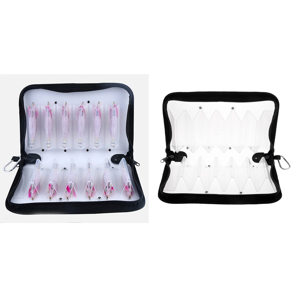 2pcs Fishing Utility Box Lures Squid Jig Wallet Storage Bag 12 Compartments
