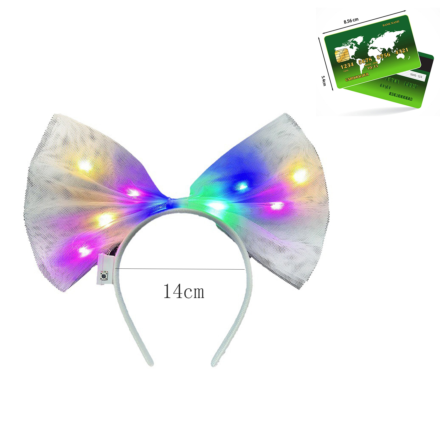 1pc led brilhante bandana grande arco bandana led brilhando no escuro luminoso organza arco faixa de cabelo para festa feminina