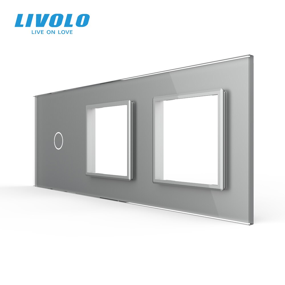 Livolo Wit Pearl Crystal Glass, 222Mm * 80Mm, Eu Standaard, 1Gang & 2 Frame Glass Panel,C7-C1/Sr/SR-11(4 Kleuren), alleen Panel, Geen Logo