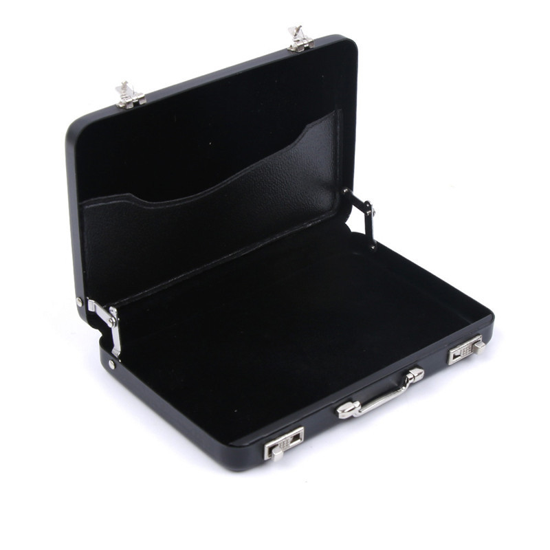 Nueva caja de almacenamiento de aluminio, tarjetero de identificación comercial, Mini maleta, soporte para tarjetas bancarias, estuche de joyería, organizador rectangular: Negro
