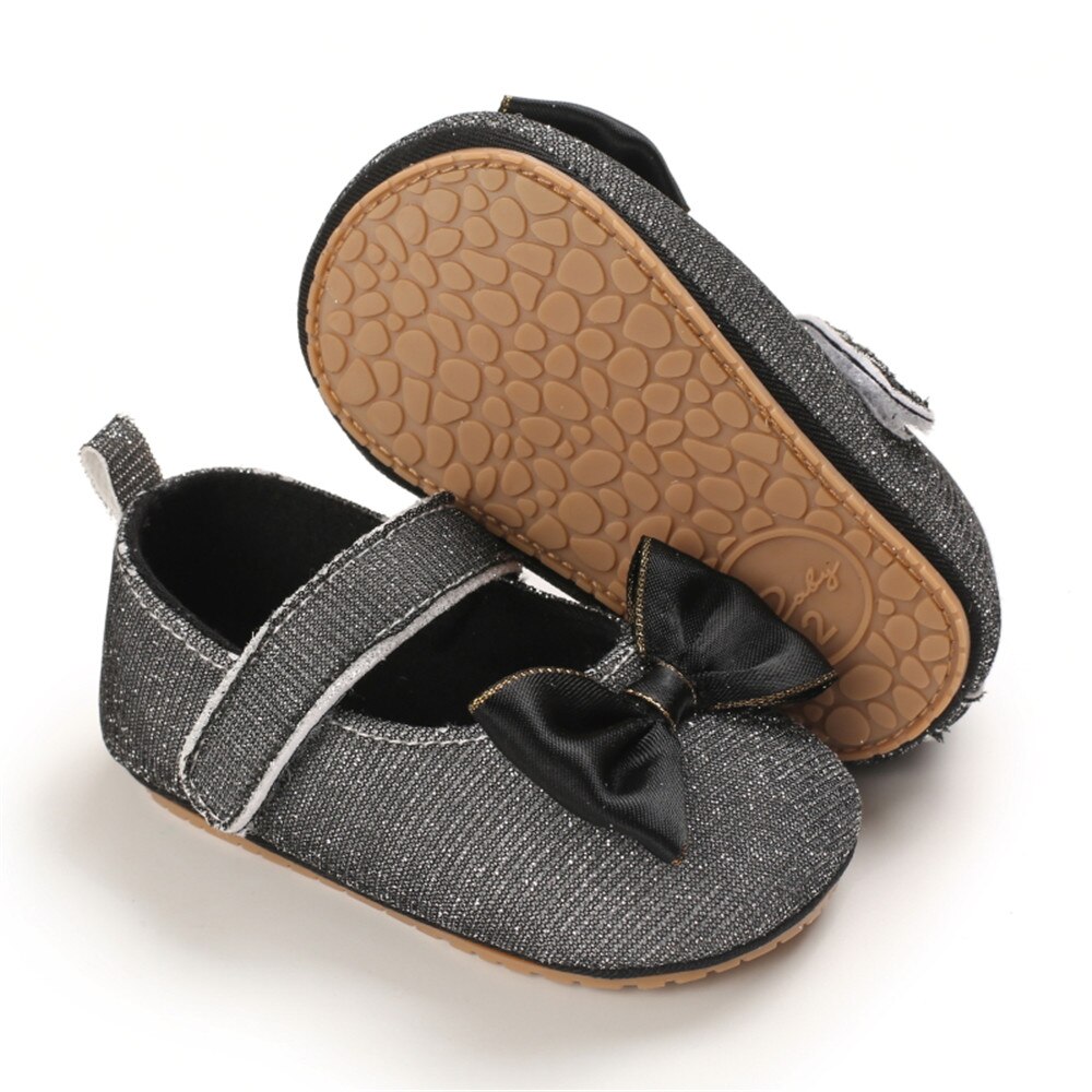 0-12M Kleinkinder Baby Mädchen Prinzessin Schuhe Prewalker Kleinkinder Weiche Sohle Flache Anti-Unterhose Sandalen Mit Bogen knoten Grau/Rosa/rosig/Weiß: B / 1