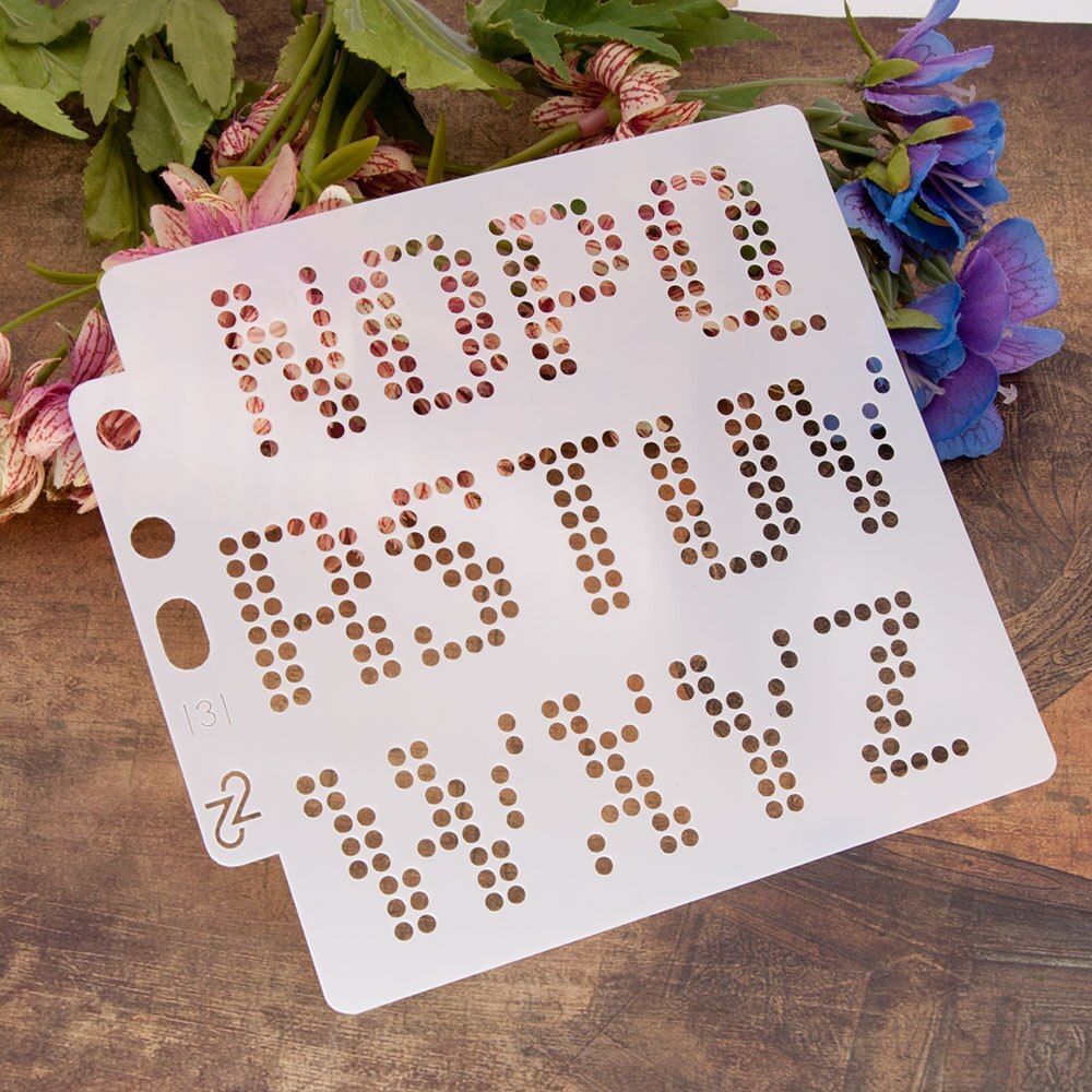 2pcs 14.1cmx13cm Reusable Plastic Mandala Stencils Painting Templates for Painting DIY Art Projects(Letters with Dot) S131