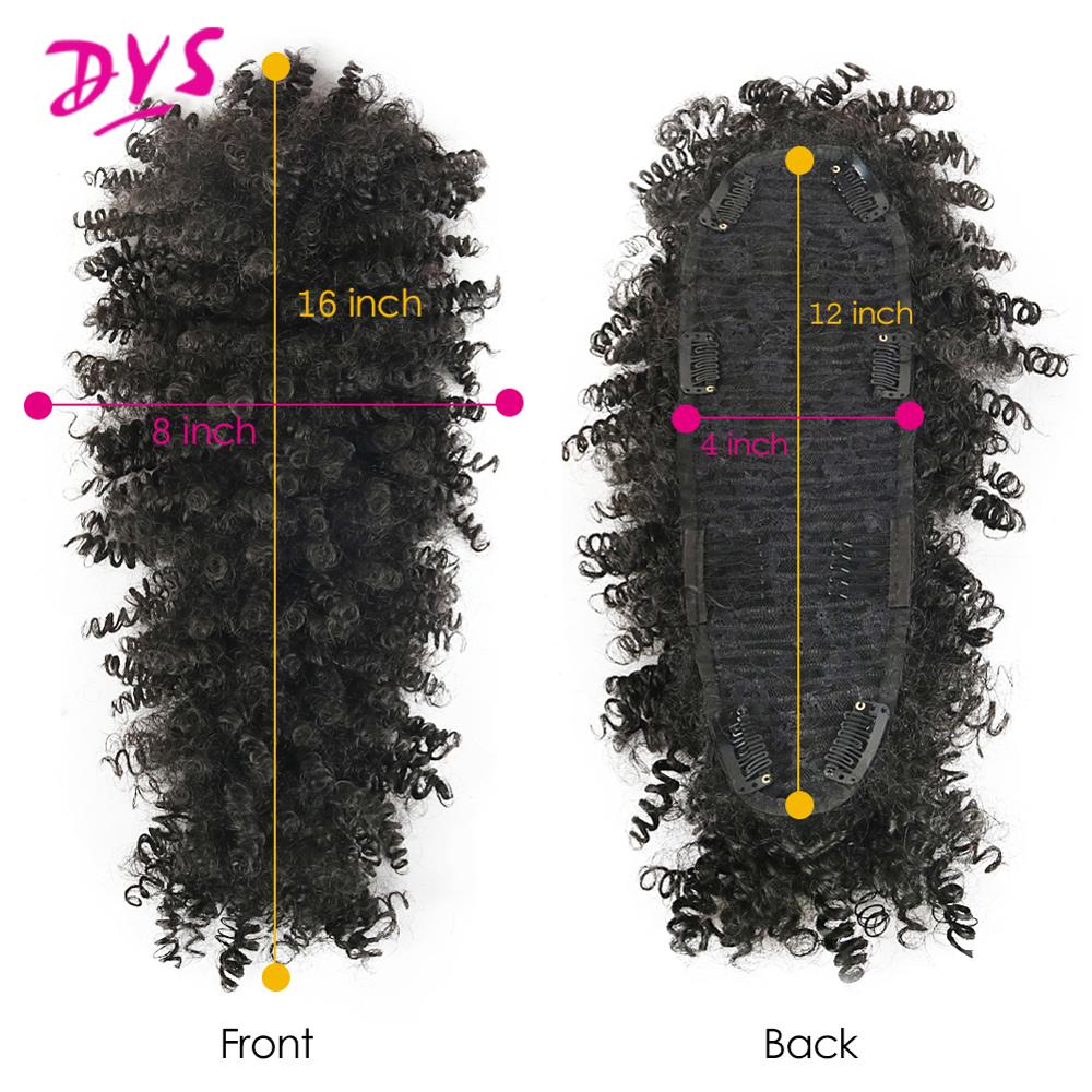 Deyngs Synthetic Mohawk Hair High Puff Ponytail With Bangs Afro Short Kinky Curly Ponytail Clips in Hair Extension