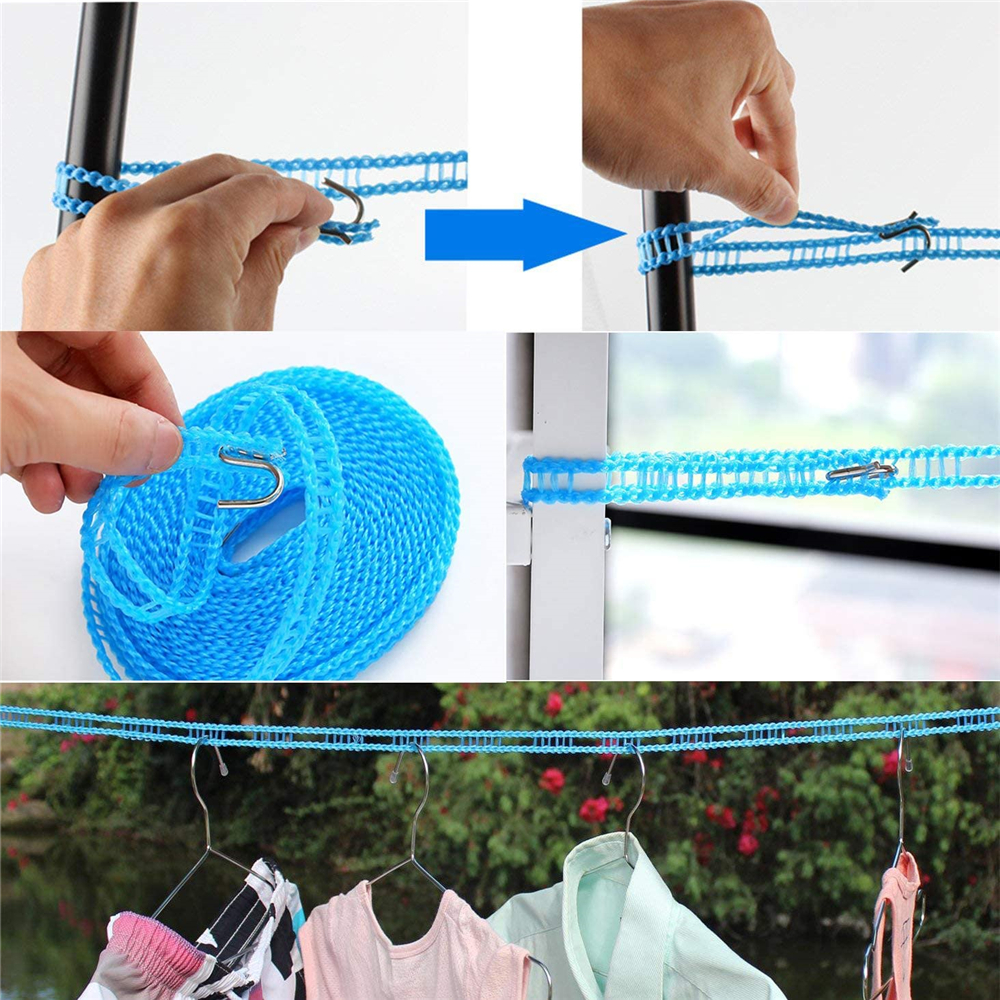Laundry Clothesline 3M 5M 8M Windproof Clothes Drying Line Rope Non-Slip Adjustable Outdoor Portable Clothesline For Camp Travel