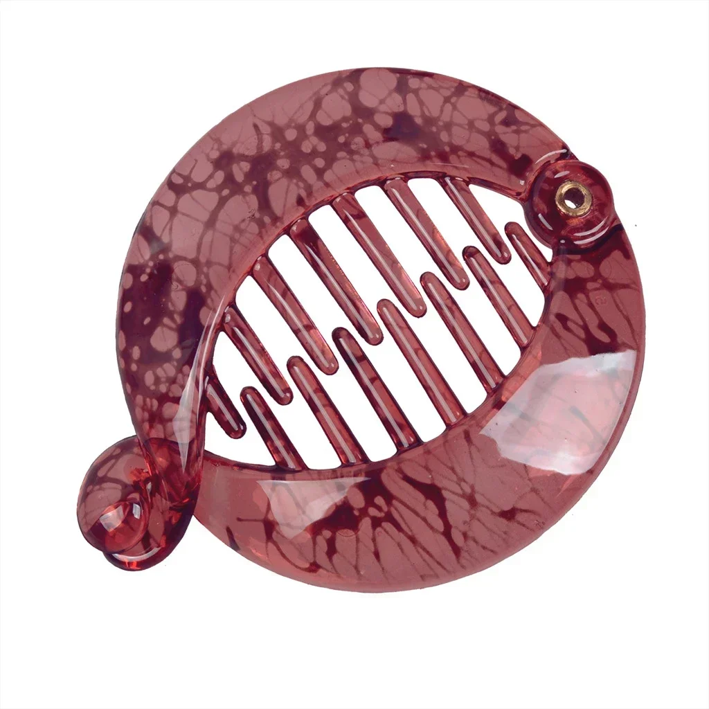 Pinza para el pelo de cola de caballo de forma redonda pequeña, Clip de plátano para mujeres y niñas, soporte para cola de caballo negro y marrón, accesorios para peinados profesionales: Morado