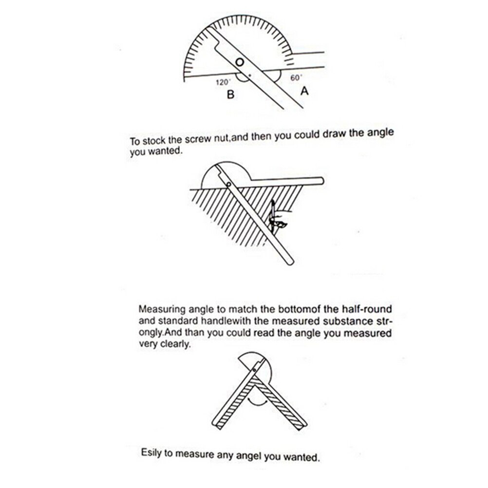 Rustfrit stål maskinmester goniometer værktøj vinkelmåler vinkelmåler arm måler rundt hoved generelt værktøj håndværker regel lineal