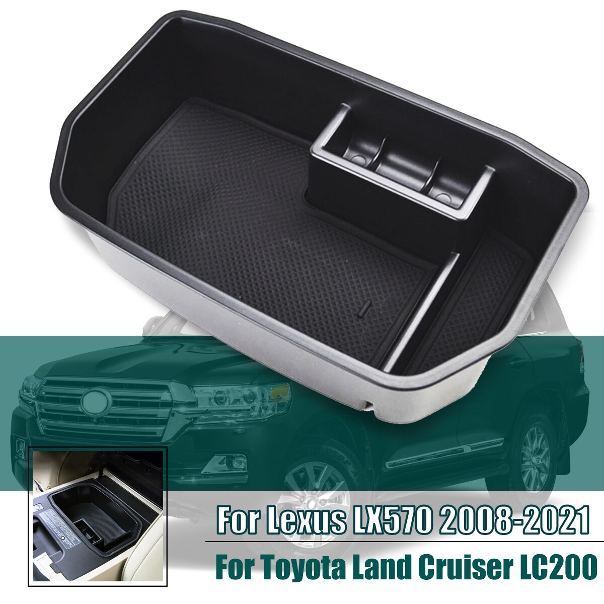 For Toyota Land Cruiser FJ200 LC200 J200 Center Console Organizer Tray Armrest Storage Box Car Accessories