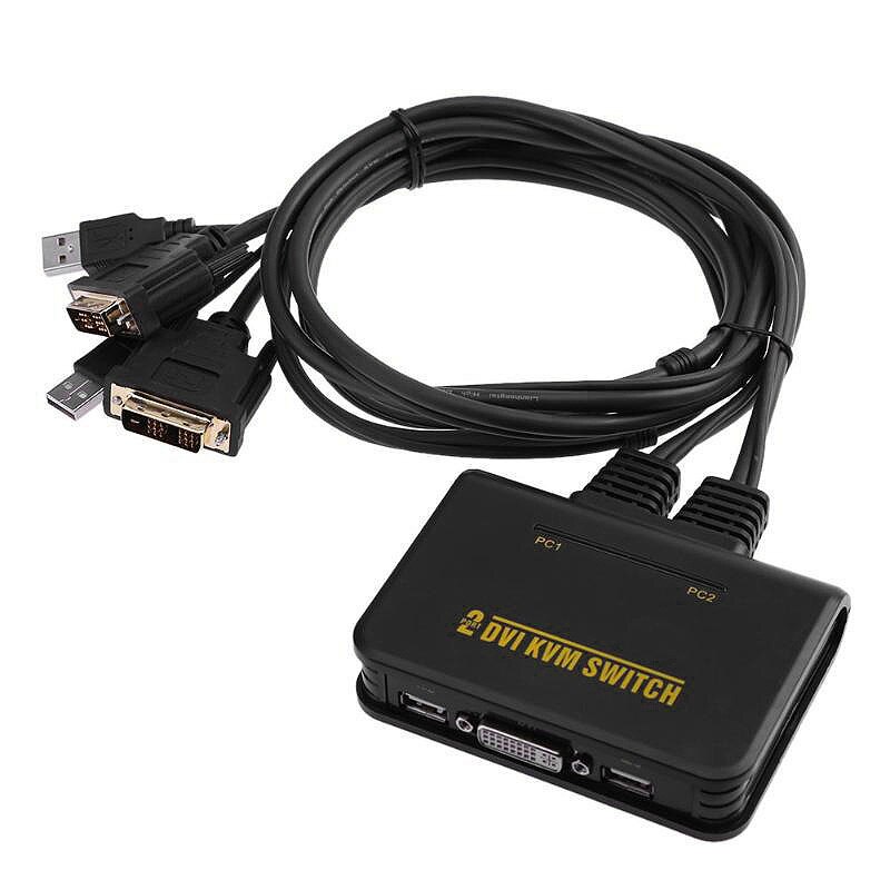 2 Port KVM DVI Switch USB 2.0 DVI KVM Converter Switcher o Video Monitor Computer: Default Title