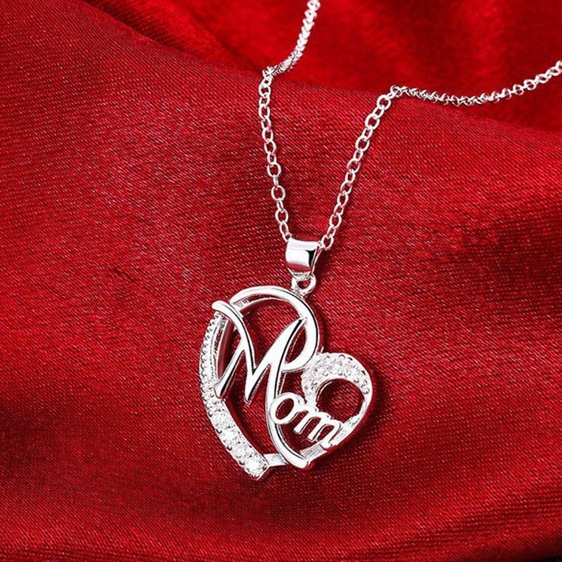 Love Mom Necklace Jewelry MUM Letters Heart Pendant Necklace Mother Day SMR88