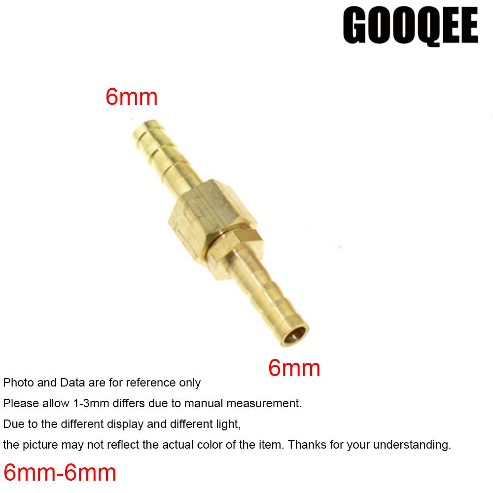 1 stk messing 6mm slange fittings  to 6/8/10/12/14/16/19mm od raccord reducer modhager adapter rørfittings gas kobber koblingsstik: 6mm x 6mm