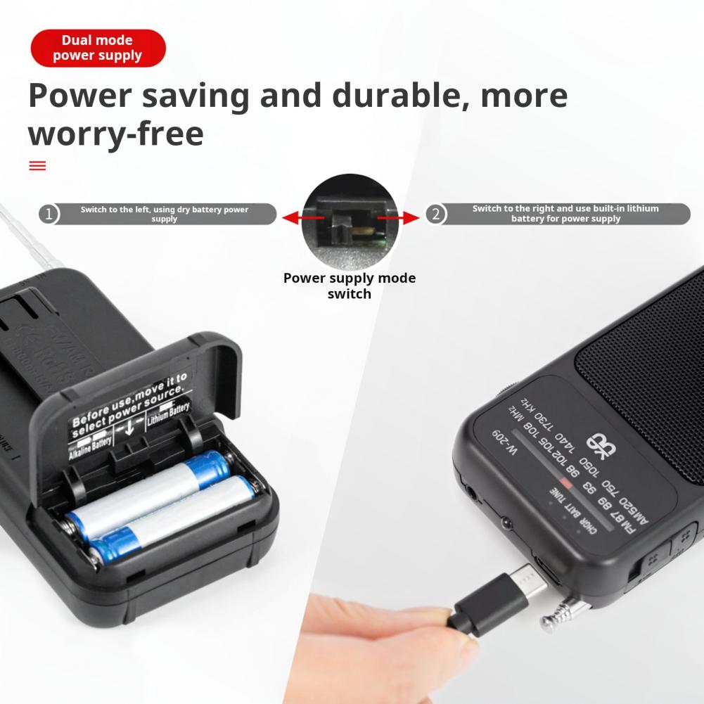 Mini Portable Radio with LED Flashlight Stereo Radio Emergency Portable Audio AM/FM Small Radio