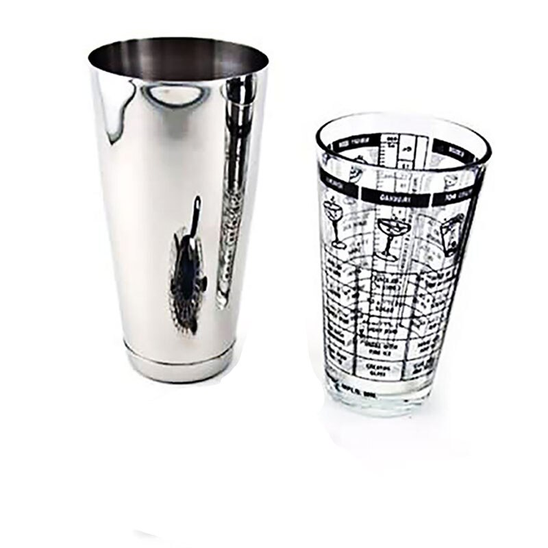 DEOUNY 3 uds batidora Boston de cristal de plata de agitador de coctel barman Kit con filtro de Casa 700/400ML juego de accesorios de Bar: 2Pcs