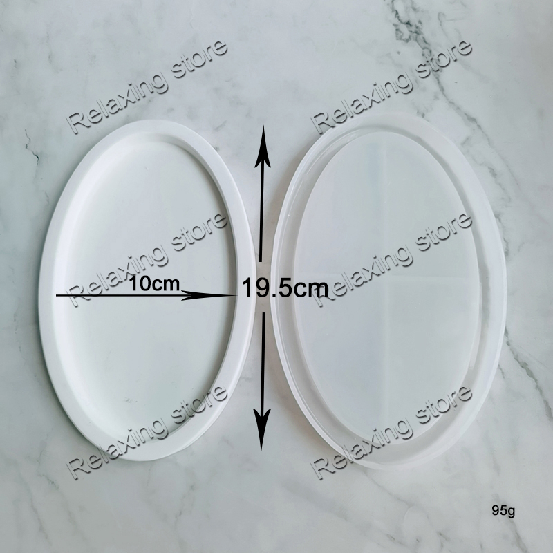 19cm ovale betonbakke palle silikone form stor størrelse ellipse form cement opbevaring bakke forme gips epoxy harpiks form: B