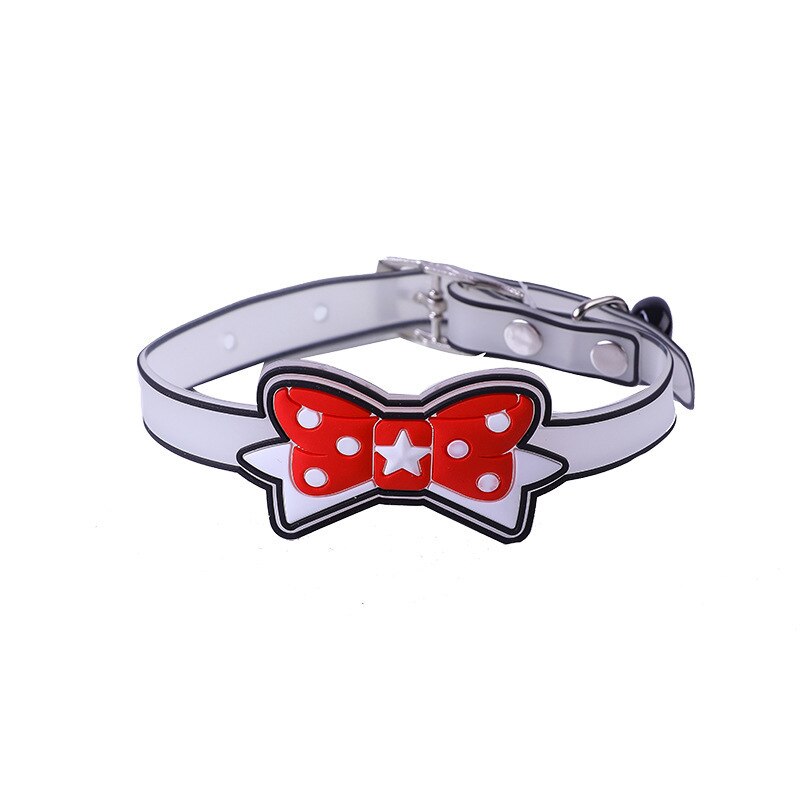 Collier lumineux en Silicone Fluorescent pour chat, avec cloches, anneau de cou pour chien et chat, accessoires lumineux Anti-perte: red bowknot