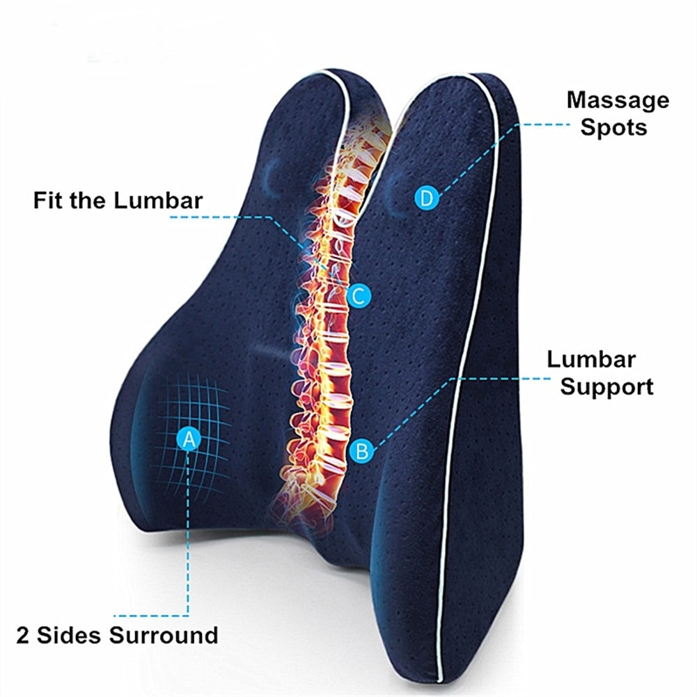 Memory Foam Lendensteun Kussen Voor Terug Taille Orthopedische Stuitbeen Kussen Bureaustoel Autostoel Pijn Ischias Relief Massage
